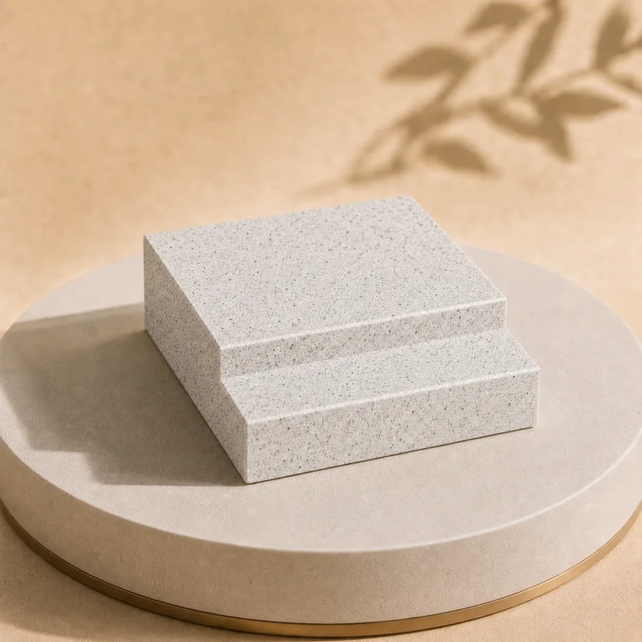 P White granite frame profile close-up — concept render