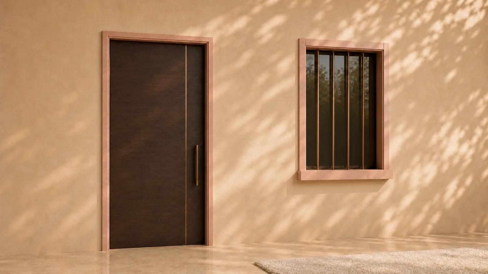 Jodhpur door and window on one wall — concept render