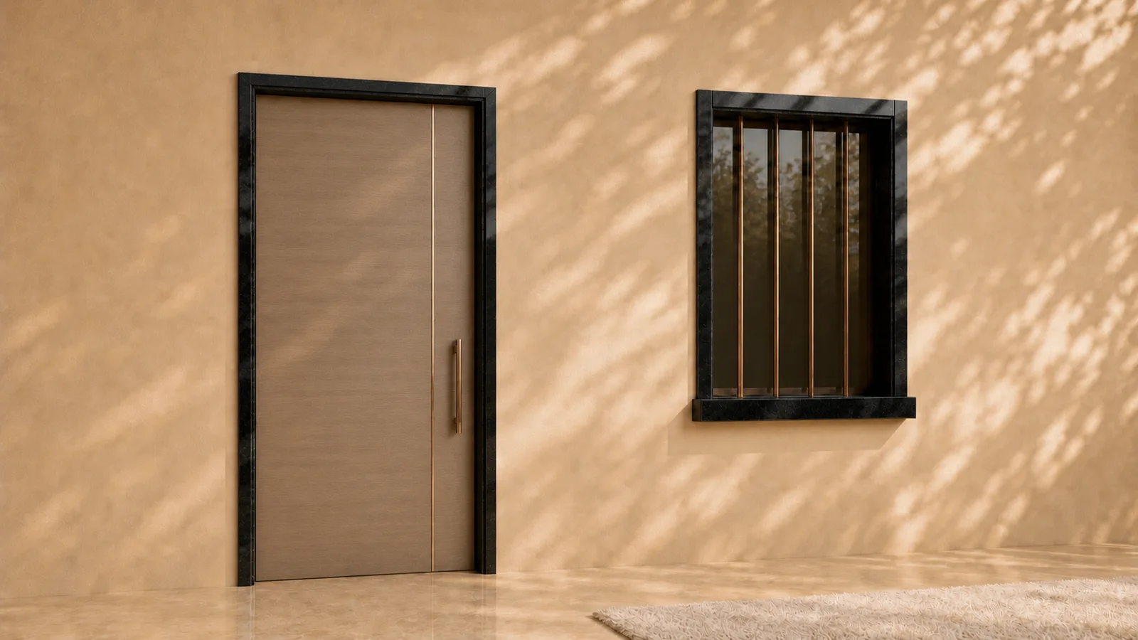 R Black door and window on one wall — concept render