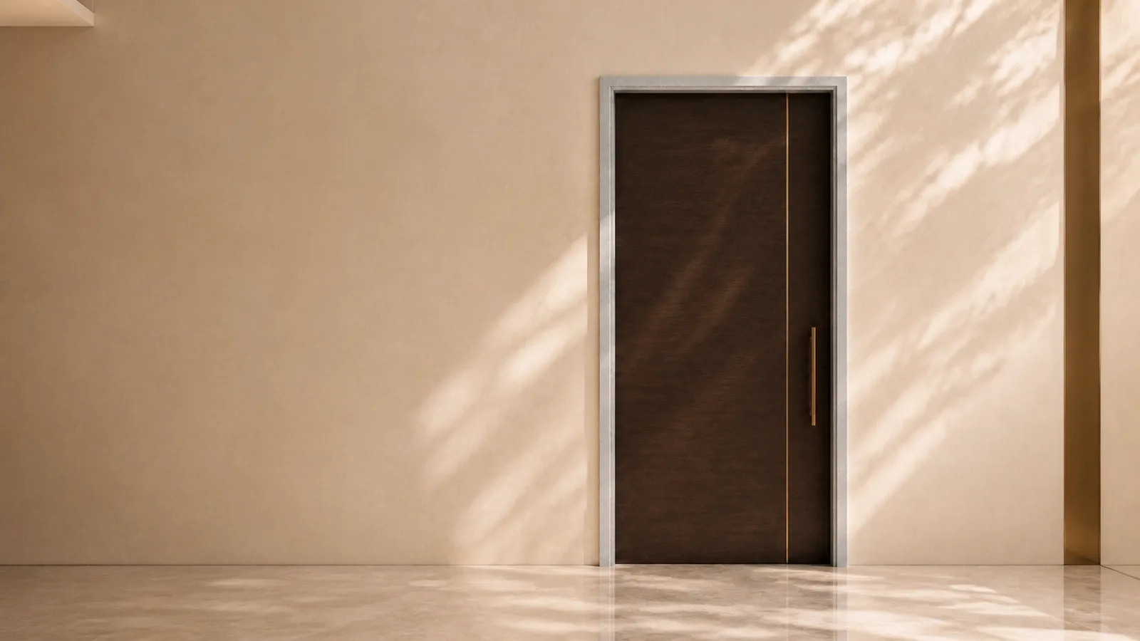 Blue-grey Bijoliya stone door frame in a styled home — concept render