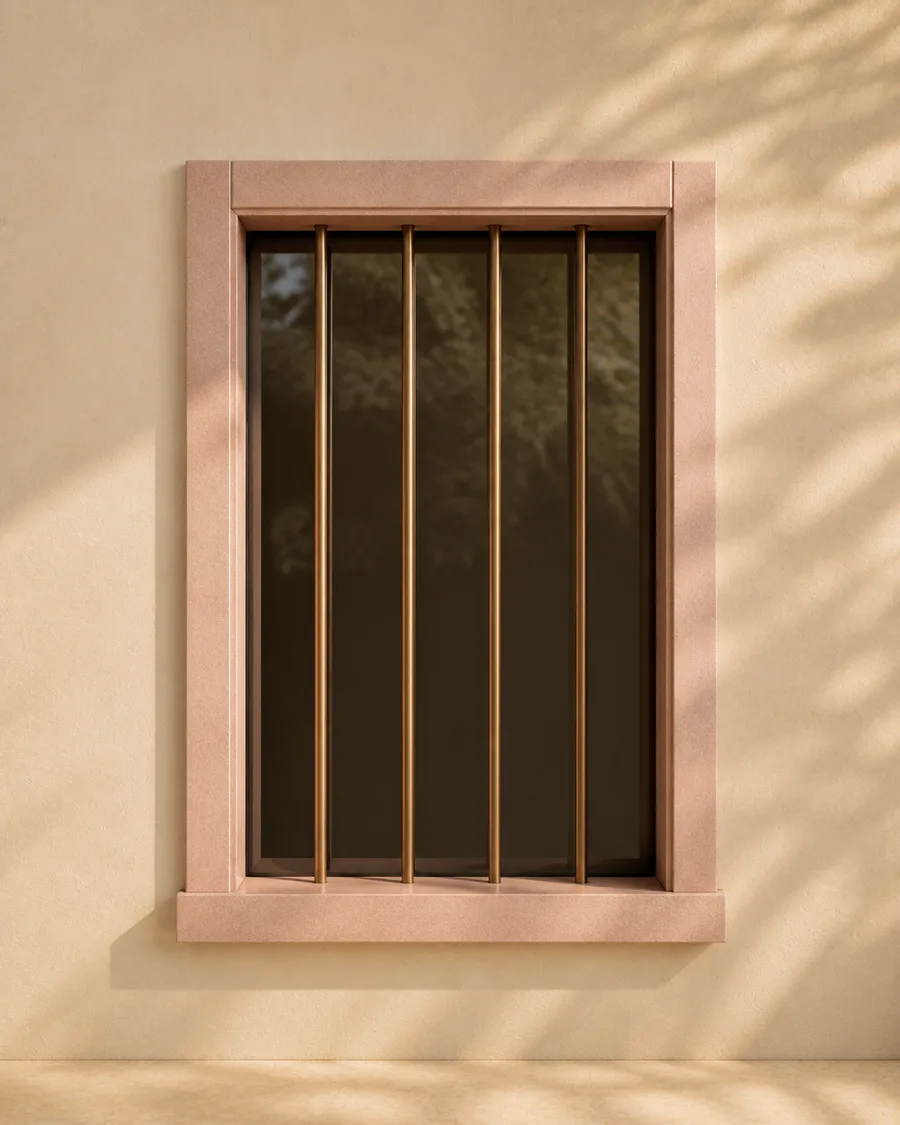 Jodhpur window with bronze grille — concept render