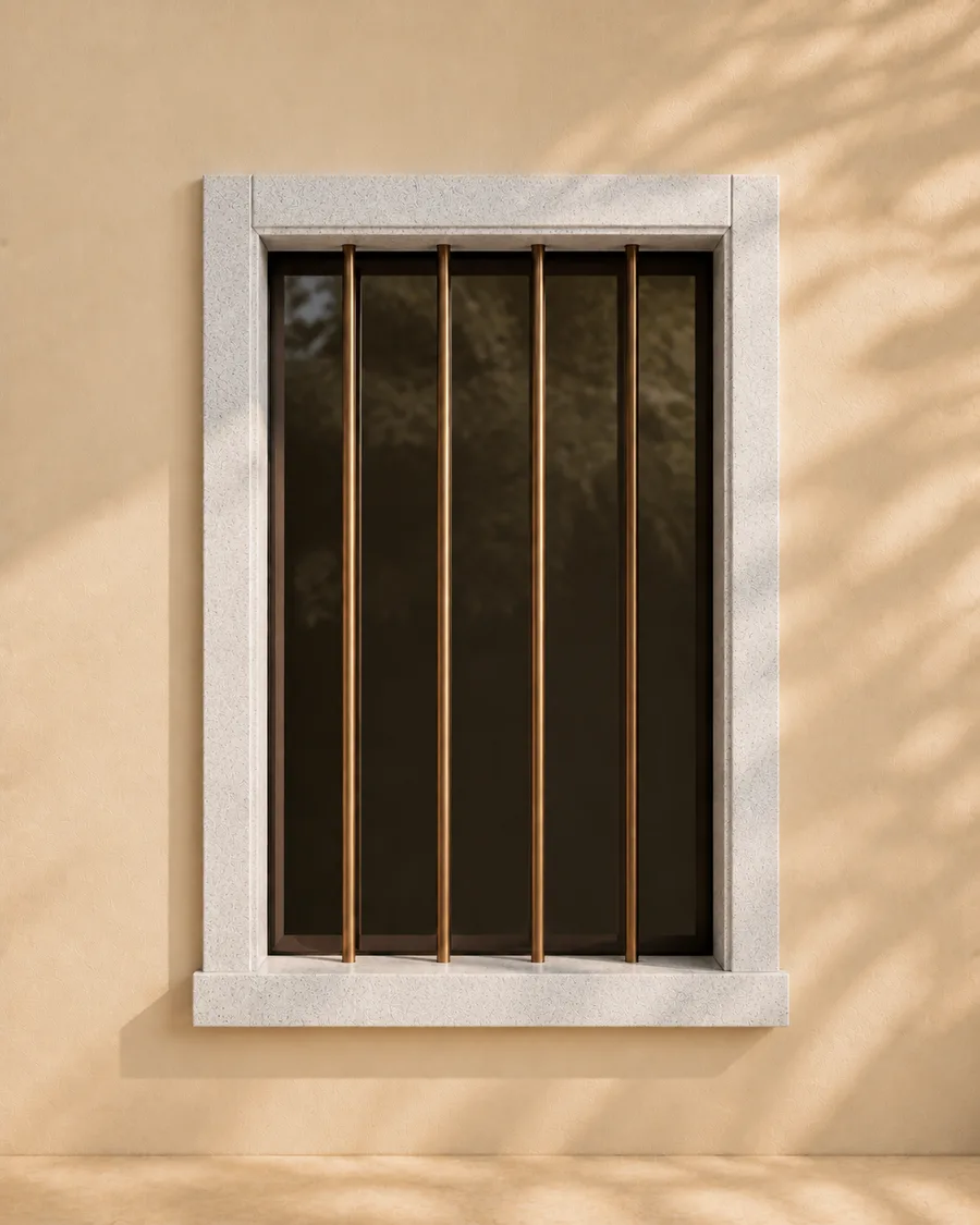 P White window with bronze grille — concept render
